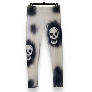 T Party Distressed Spray Dyed Skull Knit Leggings Size Large